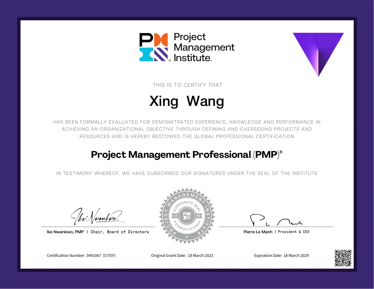 王星 PMP 项目管理专业证书